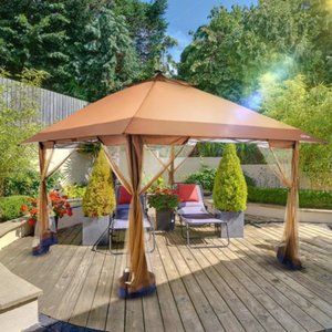 Overstock Outdoor Living Suntime 12 X 12ft Outdoor Pop up Gazebo Canopy with Sol